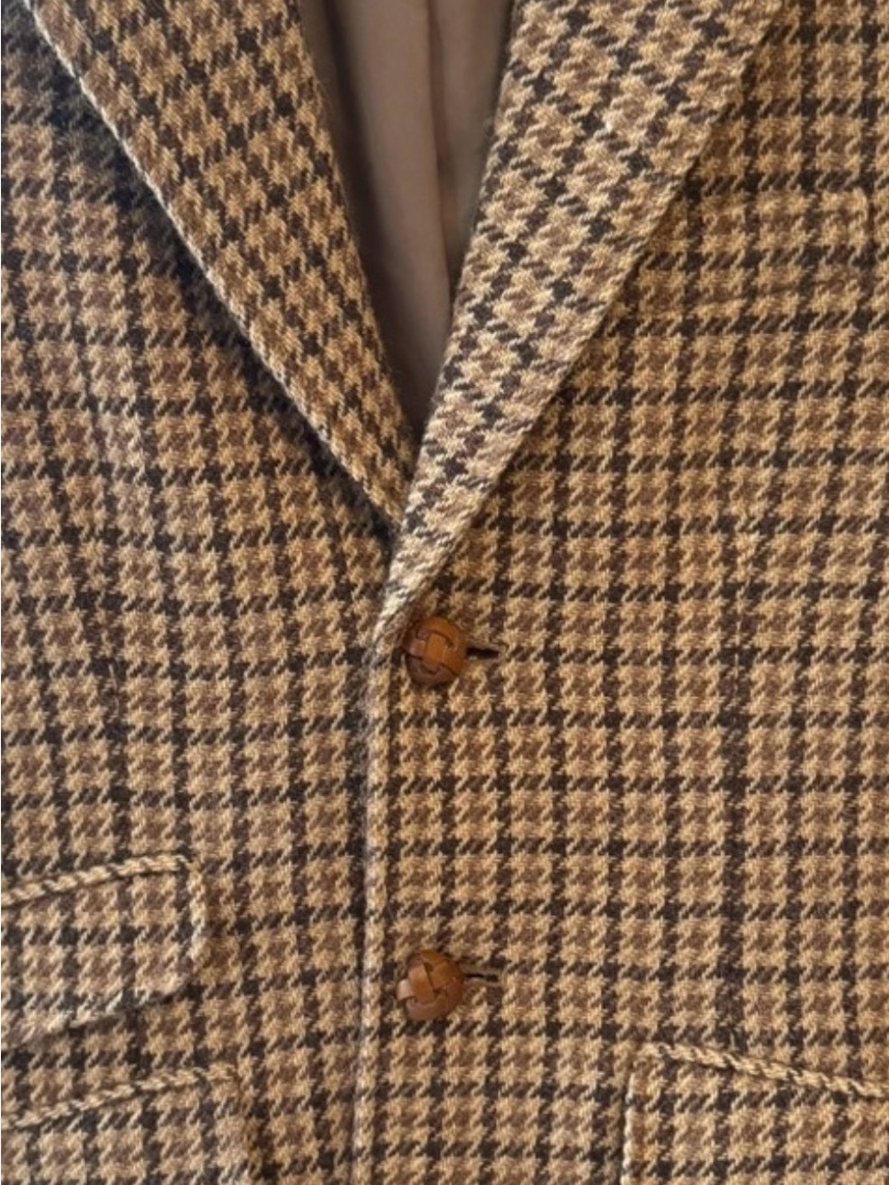 Ralph Lauren Brown and Cream Houndstooth Blazer
